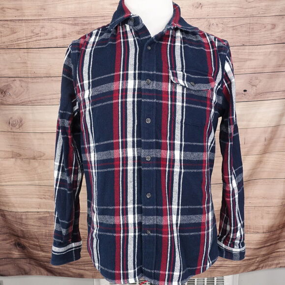 THE NORMAL BRAND BLUE RED PLAID FLANNEL BUTTON DOWN SHIRT MENS SIZE M MEDIUM - Picture 3 of 7